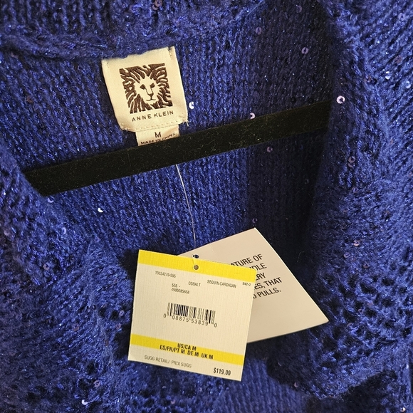 Anne Kline Classic Royal Festive Sequin Knit Cardigan - Picture 3 of 6